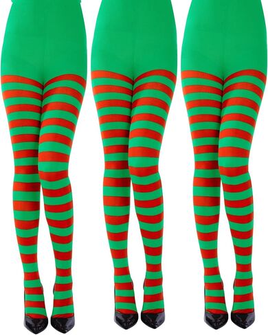 Sumind 3 Pairs St. Patrick's Day Striped Tights Full Length Tights Green Thigh High Stocking for Christmas Costume Accessory in Saudi Arabia