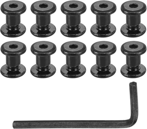 uxcell 10 مجموعات المسمار منشور ، الذكور m4x4mm مسامير الفولاذ المقاوم للصدأ من الفولاذ المقاوم للصدأ ، أنثى 5x5 مسامير ربط محرك الربط حزام ربط البراغي ربط الجلود مع وجع 1pcs ، أسود in Kuwait