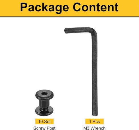 uxcell 10 مجموعات المسمار منشور ، الذكور m4x4mm مسامير الفولاذ المقاوم للصدأ من الفولاذ المقاوم للصدأ ، أنثى 5x5 مسامير ربط محرك الربط حزام ربط البراغي ربط الجلود مع وجع 1pcs ، أسود in Kuwait