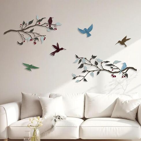 Harikikochuu 4PCS Metal Birds Wall Art Decor, Birds on the Branch Metal Silhouette Art, Black Leaves with Bird Outdoor Hanging Wall Sculpture for Home Office Balcony Garden Decor.（Swallow） in Saudi Arabia