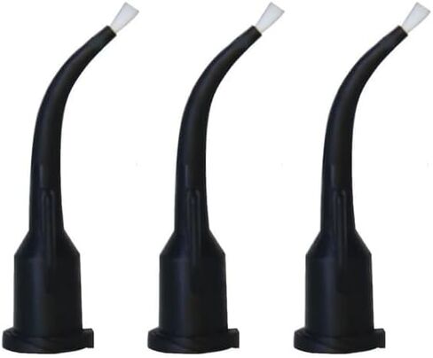 100/PK Dental Plastic Luer-lock منحني مع نصائح الفرشاة لمواد توصيل نصائح بلاستيكية سوداء ، فرشاة قابلة للتعديل in Kuwait