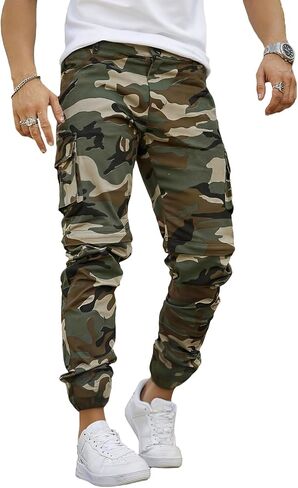GINGTTO Mens Cargo Jogger Pants Slim Fit Stretch Zipper Pockets Thick Cotton Pants for Men in Saudi Arabia