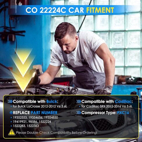 Car A/C ضاغط ملاءمة لـ Buick Lacrosse 2012 ، لـ Cadillac SRX 2012-2016 V6 3.6L ضاغط AC البديل AC AUTOMOTIVE 977011U600 ، 19352553 ، 19354656 A/C ضاغط CAR CO 22224C in Kuwait