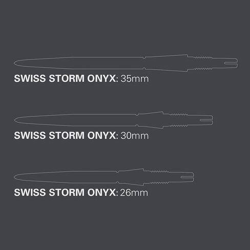 Darts Target Swiss Point Storm Steel Points ، Onyx (3 حزمة مجموعة من النصائح) 26 مم/30 مم/35 مم - الذهب/الفضة/الأسود | تغيير نقاط السهام ، ونصائح احتياطية ، وملحقات السهام المهنية in Kuwait