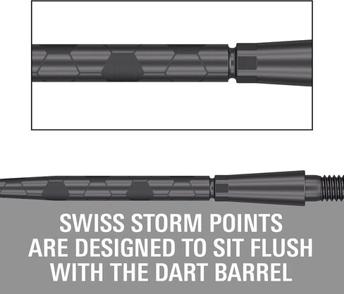 Darts Target Swiss Point Storm Steel Points ، Onyx (3 حزمة مجموعة من النصائح) 26 مم/30 مم/35 مم - الذهب/الفضة/الأسود | تغيير نقاط السهام ، ونصائح احتياطية ، وملحقات السهام المهنية in Kuwait