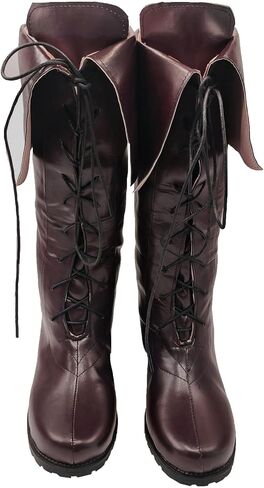 Men's Medieval Renaissance Boots Pirate Costume Boots Viking Gothic Leather Boot High Tube Tied Shoes Halloween Cosplay for Adults in Saudi Arabia