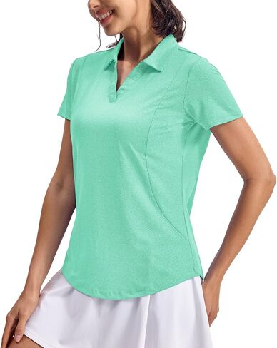Rdruko Women's Golf Dorts Short Sereve Dry Fit Polo Tennis v Neck Collared Dhortic Tertics in Saudi Arabia