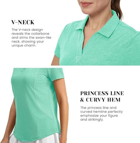 Rdruko Women's Golf Dorts Short Sereve Dry Fit Polo Tennis v Neck Collared Dhortic Tertics in Saudi Arabia