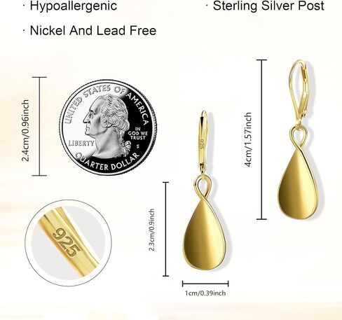 925 Sterling Silver Teardrop Dangle Earrings for Women Leverback Drop Dangle Earrings Jewelry Hypoallergenic Sterling Silver Teardrop Earring for Women Gifts in Saudi Arabia