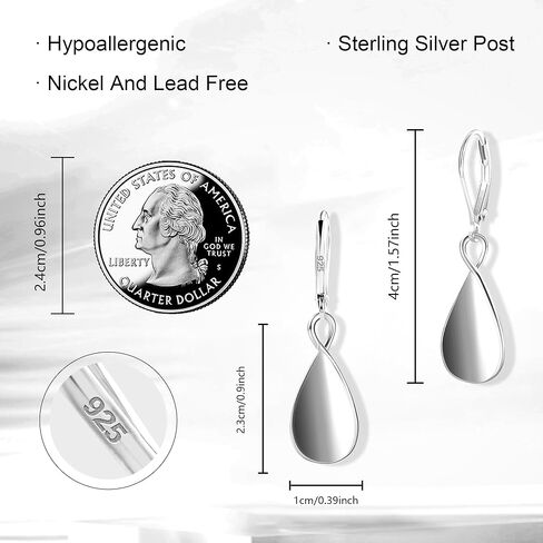 925 Sterling Silver Teardrop Dangle Earrings for Women Leverback Drop Dangle Earrings Jewelry Hypoallergenic Sterling Silver Teardrop Earring for Women Gifts in Saudi Arabia