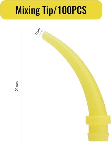 Yellow Dental Mixing Tips Ratio 1:1 Disposable Dental Silicone Tips Dental Impression Accessories Made of Medical Grade Materials Strong Corrosion Resistance and Accurate Control（50mm,50 pcs） in Saudi Arabia
