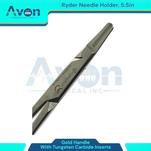 5.5 بوصة حامل إبرة Ryder مع إدراج كربيد التنغستن ومقابض الذهب - سائق الإبرة - الفولاذ المقاوم للصدأ الألماني in Saudi Arabia