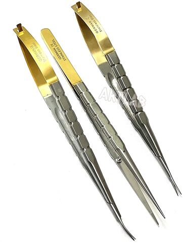 Professional German | Castroviejo Needle Holder Scissors Tying Forcep| Castroviejo Micro Scissors Needle Holder Straight Curved TC 6"| Dental Eye Instruments CE (Tying Forceps 6") in Kuwait