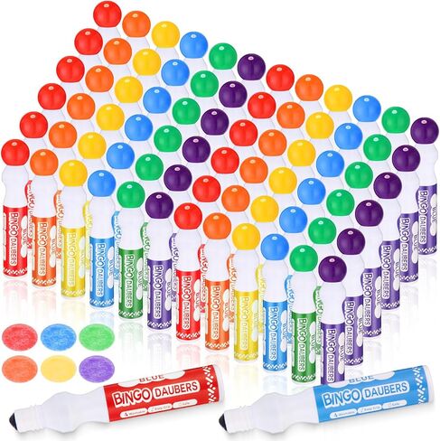 CRTIIN 36 حزمة ألوان مختلطة مجموعة من Bingo Daubers Dot Markers لوازم Bingo في 6 ألوان علامات فنية الطلاء مثالية للفن والحرف الرسم مستلزمات الرسم فئة التلوين هدية in Saudi Arabia