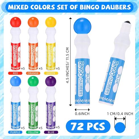 CRTIIN 36 حزمة ألوان مختلطة مجموعة من Bingo Daubers Dot Markers لوازم Bingo في 6 ألوان علامات فنية الطلاء مثالية للفن والحرف الرسم مستلزمات الرسم فئة التلوين هدية in Saudi Arabia