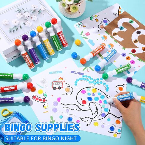 CRTIIN 36 حزمة ألوان مختلطة مجموعة من Bingo Daubers Dot Markers لوازم Bingo في 6 ألوان علامات فنية الطلاء مثالية للفن والحرف الرسم مستلزمات الرسم فئة التلوين هدية in Saudi Arabia