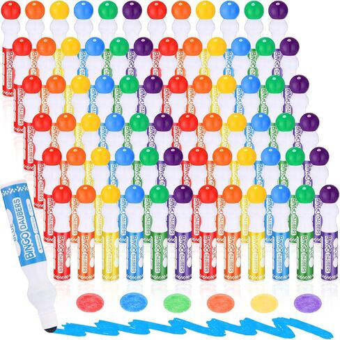CRTIIN 36 حزمة ألوان مختلطة مجموعة من Bingo Daubers Dot Markers لوازم Bingo في 6 ألوان علامات فنية الطلاء مثالية للفن والحرف الرسم مستلزمات الرسم فئة التلوين هدية in Saudi Arabia