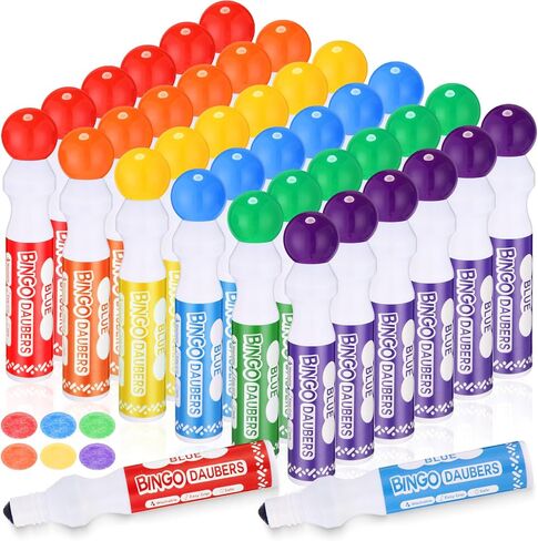 CRTIIN 36 حزمة ألوان مختلطة مجموعة من Bingo Daubers Dot Markers لوازم Bingo في 6 ألوان علامات فنية الطلاء مثالية للفن والحرف الرسم مستلزمات الرسم فئة التلوين هدية in Kuwait
