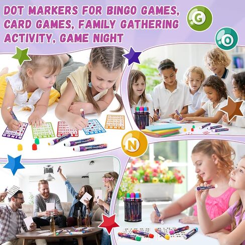 Crtiin 24 Pack Glitter Bingo Daubers, Shimmer Dot Markers in 12 Glitter Colors Fluorescent Assorted Colors Set of Dot Markers for Fun Art Drawing Craft DIY Painting Supplies Bingo Supplies in Saudi Arabia