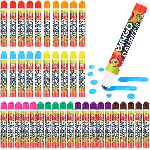 crtiin 40 pcs bingo daubers dot markers set 12ml /0. 4 أوقية لكل منها ، 8 ألوان نابضة بالحياة للأطفال البالغين في DOT DITHERS IDEA FOR in Saudi Arabia