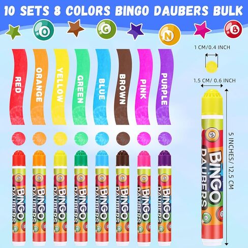 crtiin 40 pcs bingo daubers dot markers set 12ml /0. 4 أوقية لكل منها ، 8 ألوان نابضة بالحياة للأطفال البالغين في DOT DITHERS IDEA FOR in Saudi Arabia