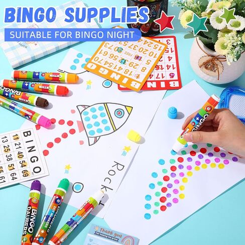 crtiin 40 pcs bingo daubers dot markers set 12ml /0. 4 أوقية لكل منها ، 8 ألوان نابضة بالحياة للأطفال البالغين في DOT DITHERS IDEA FOR in Saudi Arabia