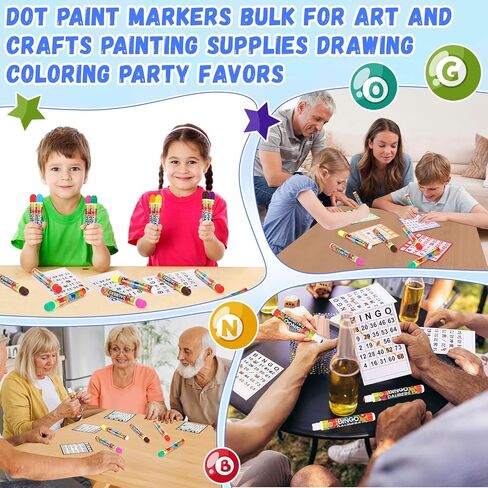 crtiin 40 pcs bingo daubers dot markers set 12ml /0. 4 أوقية لكل منها ، 8 ألوان نابضة بالحياة للأطفال البالغين في DOT DITHERS IDEA FOR in Saudi Arabia