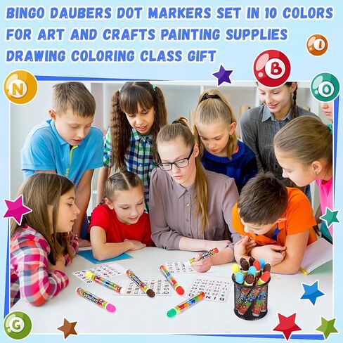 crtiin 40 pcs bingo daubers dot markers set 12ml /0. 4 أوقية لكل منها ، 8 ألوان نابضة بالحياة للأطفال البالغين في DOT DITHERS IDEA FOR in Saudi Arabia