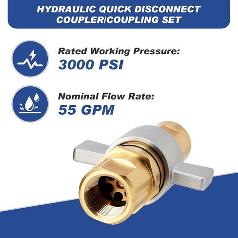 1" NPT Wet Line Wing Nut Hydraulic Quick Disconnect Coupler/Coupling Set, Heavy Duty Brass For Live Dump Trailer Hydraulic Systems in Saudi Arabia