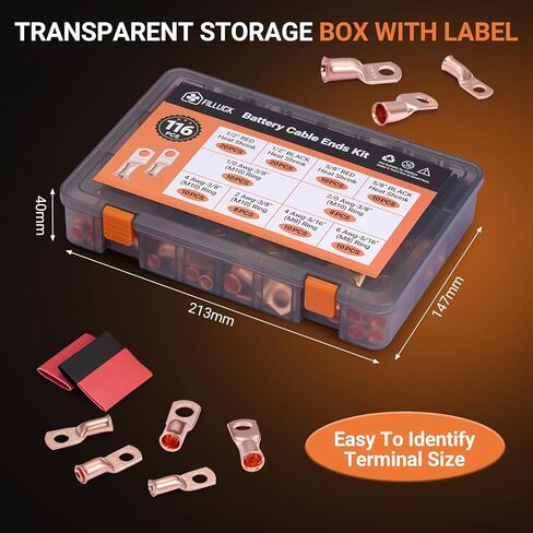 40pcs بطارية كبل الكابل أدوات ، 1/0 AWG 2 AWG 4 AWG COPPER LUGS ، 0 GAUGE 00 GAUGE HUSTERICH DUST in Kuwait