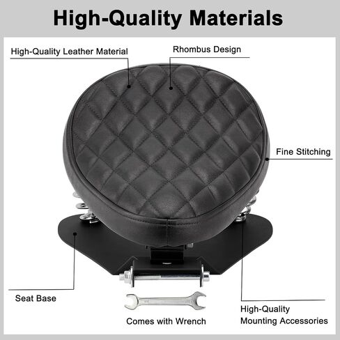 Motorcycle Solo Drive Seat Black Crocodile Leather Bobber Cushion with Mounting Seatbase Spring Bracket Kit Replacement for Harley Davidson Sportster XL 1200 883 48 Chopper Custom in Saudi Arabia
