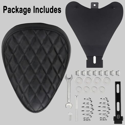 Motorcycle Solo Drive Seat Black Crocodile Leather Bobber Cushion with Mounting Seatbase Spring Bracket Kit Replacement for Harley Davidson Sportster XL 1200 883 48 Chopper Custom in Saudi Arabia