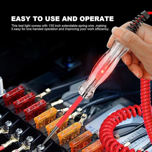 Professional LED Bulb Automotive Circuit Tester, 6-24V Test Light with Large Alligator Clip and 135IN PU Extended Wire, Light Tester Electrical Pen for Vehicle Circuits with Low DC Voltage in Kuwait