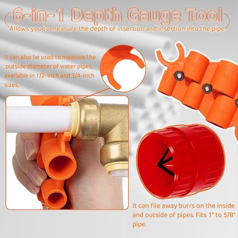 1/4'' - 1'' Depth Gauge and Pipe Deburring Tool Kit, 1/8'' to 1-5/8'' Inner Outer Reamer Pipe Tubing Chamfer Tool for PVC, PPR, CPVC, Brass, Aluminum Pipe in Saudi Arabia