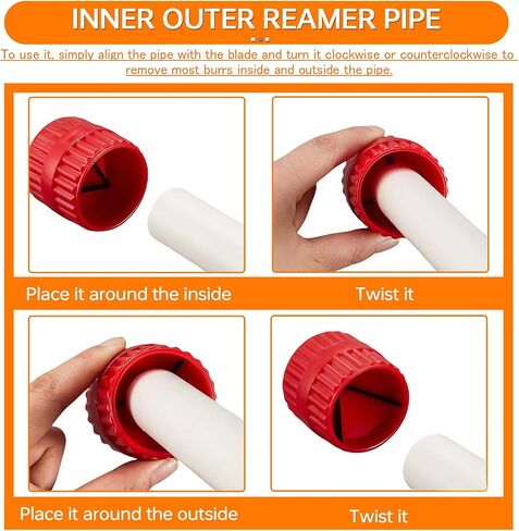 1/4'' - 1'' Depth Gauge and Pipe Deburring Tool Kit, 1/8'' to 1-5/8'' Inner Outer Reamer Pipe Tubing Chamfer Tool for PVC, PPR, CPVC, Brass, Aluminum Pipe in Saudi Arabia