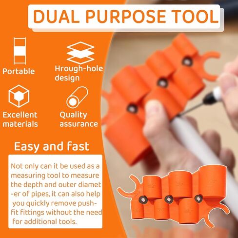 1/4'' - 1'' Depth Gauge and Pipe Deburring Tool Kit, 1/8'' to 1-5/8'' Inner Outer Reamer Pipe Tubing Chamfer Tool for PVC, PPR, CPVC, Brass, Aluminum Pipe in Saudi Arabia