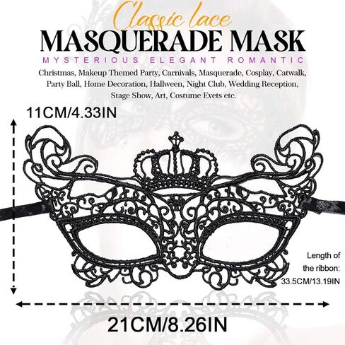 Nicute Lace Masquerade Mask for Women Black Masquerade Mask Eye Masks For Party Prom Ball Costume Mardi Gras Party Supply in Kuwait
