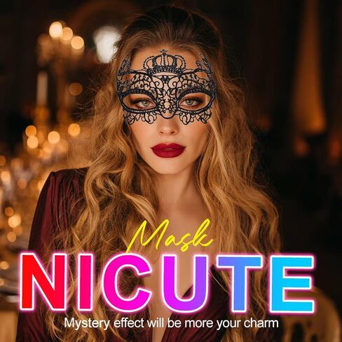 Nicute Lace Masquerade Mask for Women Black Masquerade Mask Eye Masks For Party Prom Ball Costume Mardi Gras Party Supply in Kuwait