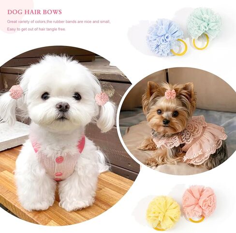 yxiang 100pcs إكسسوارات Pet Pet Pet - أقواس الشعر البولكا الأصلية مع أشرطة مطاطية للكلاب الصغيرة والجرو مثل يوركيس - 50 زوجًا in Kuwait