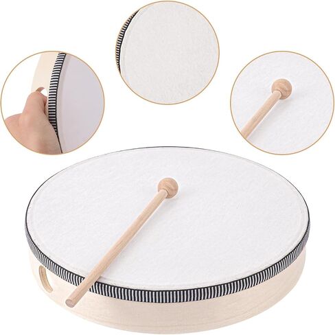 6 PCS Wood Hand Drum with Drum Stick ، Phercussion Wood Frame Prams ، Musical Adactions لحفلات الزفاف ، عيد الميلاد ، الحفلات ، التجمعات ، الحفلات الموسيقية (6/8/10 بوصة) in Saudi Arabia