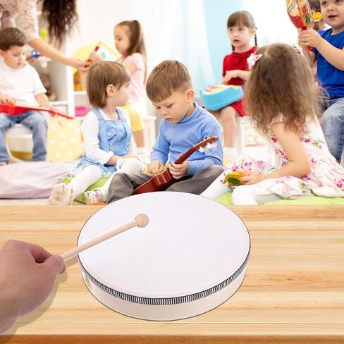 6 PCS Wood Hand Drum with Drum Stick ، Phercussion Wood Frame Prams ، Musical Adactions لحفلات الزفاف ، عيد الميلاد ، الحفلات ، التجمعات ، الحفلات الموسيقية (6/8/10 بوصة) in Saudi Arabia