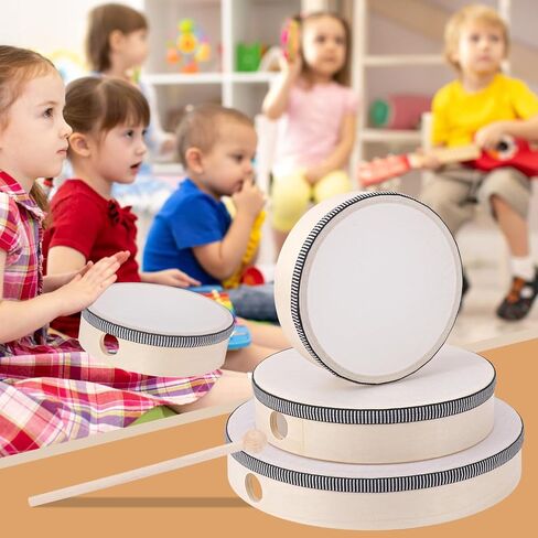 6 PCS Wood Hand Drum with Drum Stick ، Phercussion Wood Frame Prams ، Musical Adactions لحفلات الزفاف ، عيد الميلاد ، الحفلات ، التجمعات ، الحفلات الموسيقية (6/8/10 بوصة) in Saudi Arabia