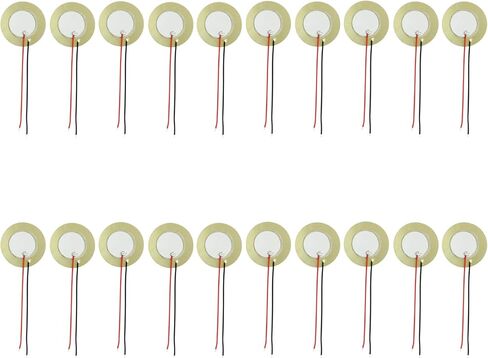 Zorfeter 20 Pcs 27mm Piezo Discs Transducer with 3.94"/100mm Leads, Piezo Elements for Microphone Trigger Drum Triggers Element CBG Guitar in Kuwait