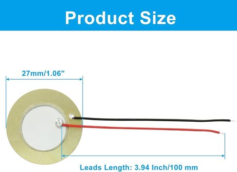 Zorfeter 20 Pcs 27mm Piezo Discs Transducer with 3.94"/100mm Leads, Piezo Elements for Microphone Trigger Drum Triggers Element CBG Guitar in Kuwait
