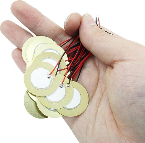 Zorfeter 20 Pcs 27mm Piezo Discs Transducer with 3.94"/100mm Leads, Piezo Elements for Microphone Trigger Drum Triggers Element CBG Guitar in Kuwait