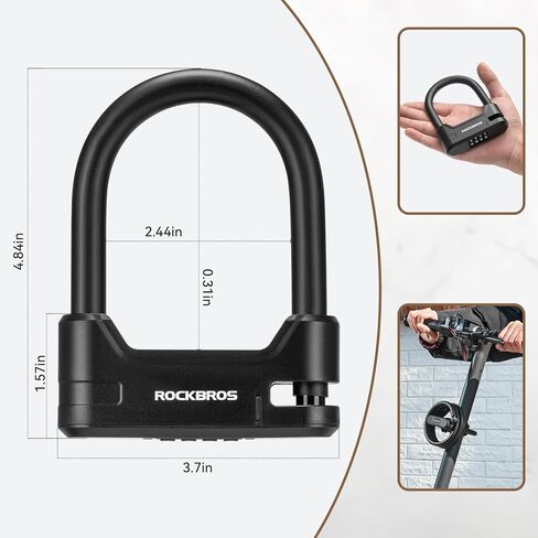 Rockbros Scooter Lock Bike U قفل مع كابل 4 أرقام قفل قفل محمول مضاد للسرقة قفل دراجة للدراجة الثقيلة للدراجة الدراجة الدراجة الدراجة الدراجة الدراجة نهر الدراجات الدراجات الدراجة البخارية in Saudi Arabia