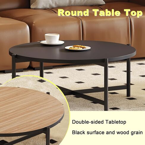 30" Round Table Top,Wood Table Top,Round Wood Tabletop with Walnut & Black,Round Replacement Table Tops,Dining Table Tops for Kitchens, Dining, Coffee and Bar Table, Table Tops Only in Kuwait