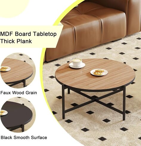 30" Round Table Top,Wood Table Top,Round Wood Tabletop with Walnut & Black,Round Replacement Table Tops,Dining Table Tops for Kitchens, Dining, Coffee and Bar Table, Table Tops Only in Kuwait