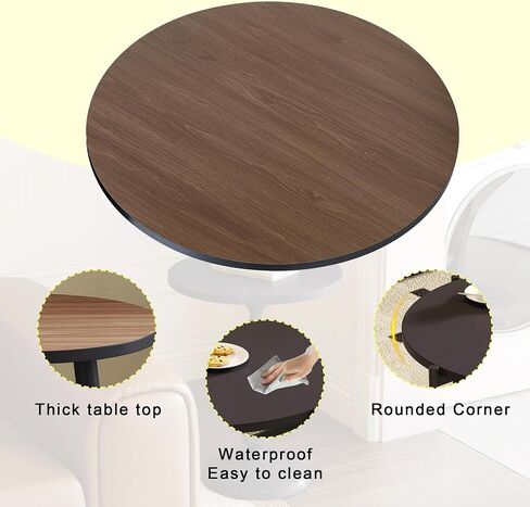 30" Round Table Top,Wood Table Top,Round Wood Tabletop with Walnut & Black,Round Replacement Table Tops,Dining Table Tops for Kitchens, Dining, Coffee and Bar Table, Table Tops Only in Kuwait