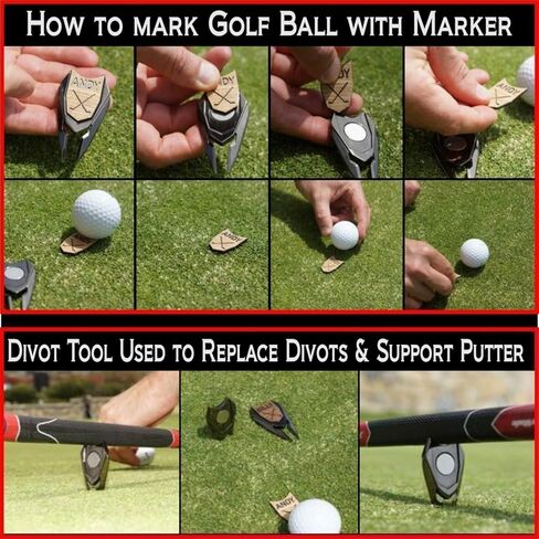 علامة Golf Ball Marker Divot Tool مخصصة مخصصة هدية محفورة على علامات الخشب الحقيقية | ملحقات لاعب الجولف (علامة كرة الجولف أبي) in Kuwait